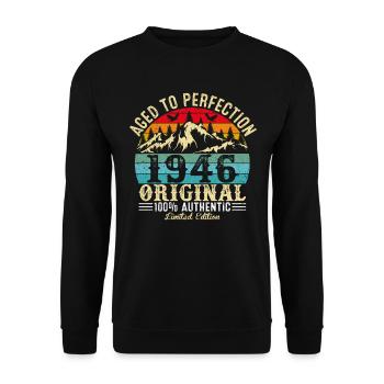 Perfekt gealtert 1946 original - Unisex Pullover - Schwarz - Vorne - Alina (178cm) & Michal (187cm)