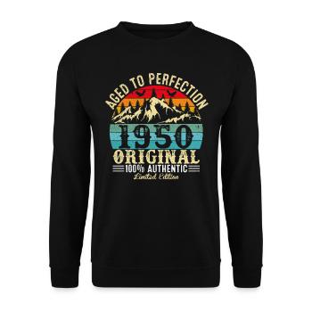Perfekt gealtert 1950 original - Unisex Pullover - Schwarz - Vorne - Alina (178cm) & Michal (187cm)