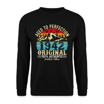 Perfekt gealtert 1942 Original - Unisex Pullover - Schwarz - Vorne - Alina (178cm) & Michal (187cm)