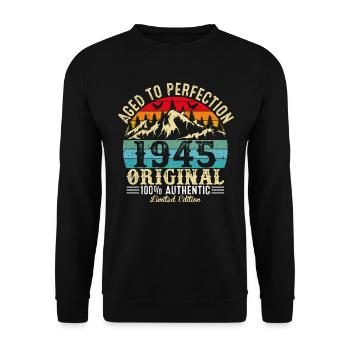 Perfekt gealtert 1945 original - Unisex Pullover - Schwarz - Vorne - Alina (178cm) & Michal (187cm)