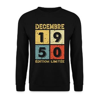 Anniversaire Vintage Idée Cadeau Décembre 1950 - Sweat-shirt Unisexe - noir - Devant - Alina (178cm) & Michal (187cm)