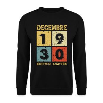 Anniversaire Vintage Idée Cadeau Décembre 1930 - Sweat-shirt Unisexe - noir - Devant - Alina (178cm) & Michal (187cm)
