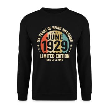 June 1929 94 years anniversary vintage gift idea - Unisex Sweatshirt - black - Front - Alina (178cm) & Michal (187cm)