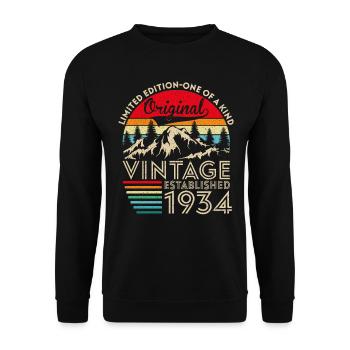 Original Vintage Établi En 1934 Anniversaire - Sweat-shirt Unisexe - noir - Devant - Alina (178cm) & Michal (187cm)
