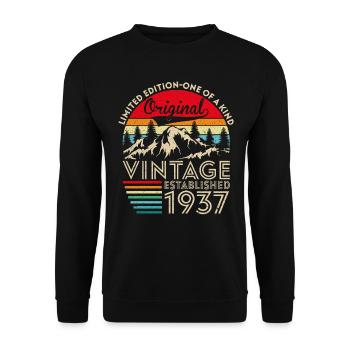 Original Vintage Établi En 1937 Anniversaire - Sweat-shirt Unisexe - noir - Devant - Alina (178cm) & Michal (187cm)