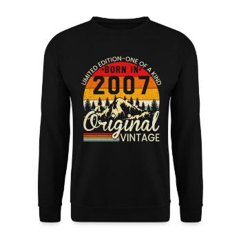 Einzigartig in seiner Art geboren im Jahr 2007 Original Jahrgang - Unisex Pullover - Schwarz - Vorne - Alina (178cm) & Michal (187cm)