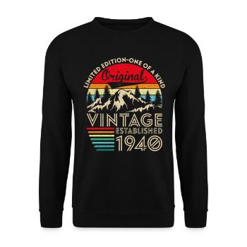 Ursprünglicher Jahrgang im Jahr 1940 - Unisex Pullover - Schwarz - Vorne - Alina (178cm) & Michal (187cm)