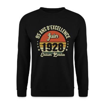 Juin 1928 95 Ans Anniversaire Vintage Idée Cadeau - Sweat-shirt Unisexe - noir - Devant - Alina (178cm) & Michal (187cm)