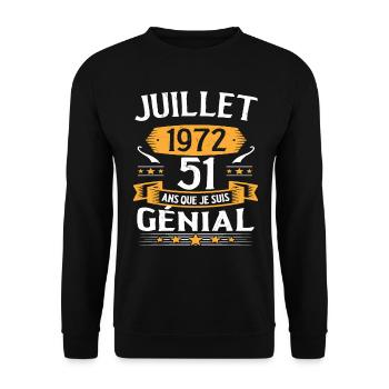 Juillet 1972 51 Ans Que Je Suis Génial Cadeau - Sweat-shirt Unisexe - noir - Devant - Alina (178cm) & Michal (187cm)