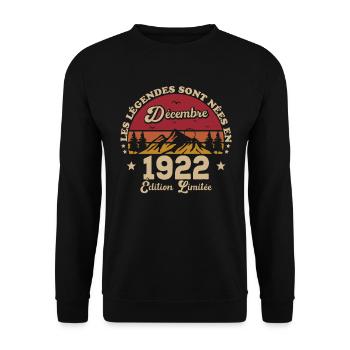 Les Légendes Sont Nées En Décembre 1922 - Sweat-shirt Unisexe - noir - Devant - Alina (178cm) & Michal (187cm)
