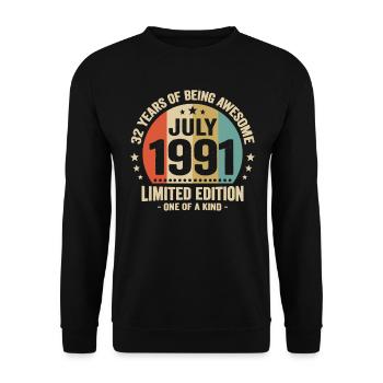 July 1991 32 Years Anniversary Vintage Gift - Unisex Sweatshirt - black - Front - Alina (178cm) & Michal (187cm)