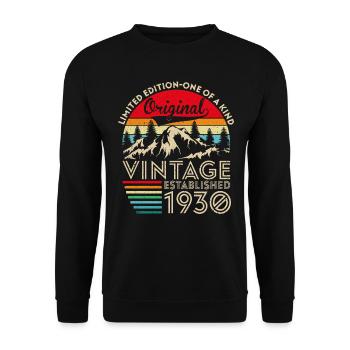 Original Vintage Établi En 1930 Anniversaire - Sweat-shirt Unisexe - noir - Devant - Alina (178cm) & Michal (187cm)