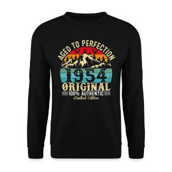 Aged to perfection 1954 original - Unisex Sweatshirt - black - Front - Alina (178cm) & Michal (187cm)