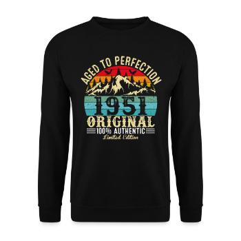 Perfekt gealtert 1951 original - Unisex Pullover - Schwarz - Vorne - Alina (178cm) & Michal (187cm)