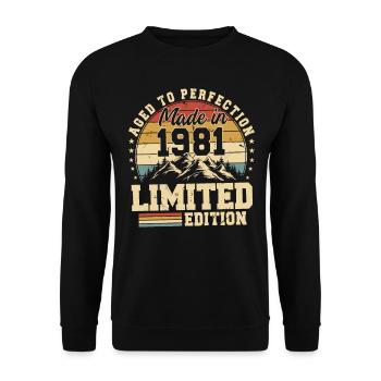 Vieilli À La Perfection Fabriqué En 1981 - Sweat-shirt Unisexe - noir - Devant - Alina (178cm) & Michal (187cm)