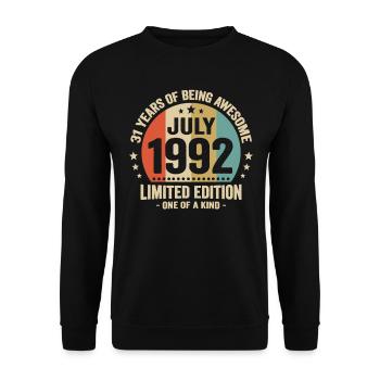 July 1992 31 Years Anniversary Vintage Gift - Unisex Sweatshirt - black - Front - Alina (178cm) & Michal (187cm)