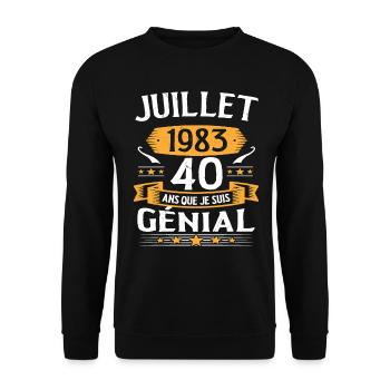Juillet 1983 40 Ans Que Je Suis Génial Cadeau - Sweat-shirt Unisexe - noir - Devant - Alina (178cm) & Michal (187cm)