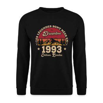 Les Légendes Sont Nées En Décembre 1993 - Sweat-shirt Unisexe - noir - Devant - Alina (178cm) & Michal (187cm)