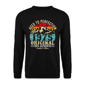 Perfekt gealtert 1975 original - Unisex Pullover - Schwarz - Vorne - Alina (178cm) & Michal (187cm)