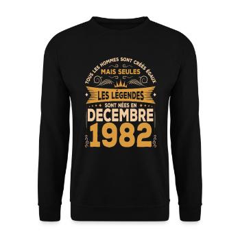 Les Légendes Sont Nées En Décembre 1982 - Sweat-shirt Unisexe - noir - Devant - Alina (178cm) & Michal (187cm)
