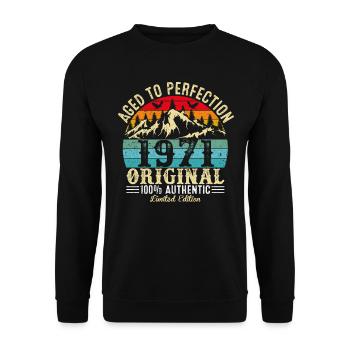 Perfekt gealtert 1971 Original - Unisex Pullover - Schwarz - Vorne - Alina (178cm) & Michal (187cm)