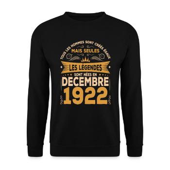 Les Légendes Sont Nées En Décembre 1922 - Sweat-shirt Unisexe - noir - Devant - Alina (178cm) & Michal (187cm)