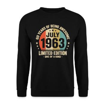 Juillet 1963 60 Ans Anniversaire Vintage Cadeau - Sweat-shirt Unisexe - noir - Devant - Alina (178cm) & Michal (187cm)