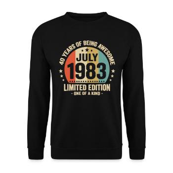 Juillet 1983 40 Ans Anniversaire Vintage Cadeau - Sweat-shirt Unisexe - noir - Devant - Alina (178cm) & Michal (187cm)