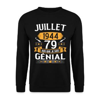 Juillet 1944 79 Ans Que Je Suis Génial Cadeau - Sweat-shirt Unisexe - noir - Devant - Alina (178cm) & Michal (187cm)