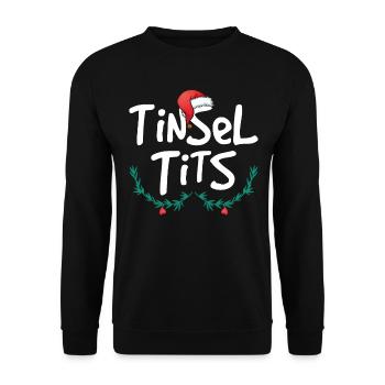 Frauen Lametta Titten Lustige Weihnachten - Unisex Pullover - Schwarz - Vorne - Alina (178cm) & Michal (187cm)