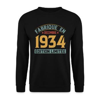 Fabriqué En Décembre 1934 Édition Limitée - Sweat-shirt Unisexe - noir - Devant - Alina (178cm) & Michal (187cm)