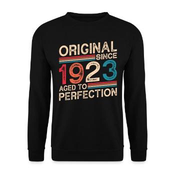 Original seit 1923 Perfekt gealtert - Unisex Pullover - Schwarz - Vorne - Alina (178cm) & Michal (187cm)