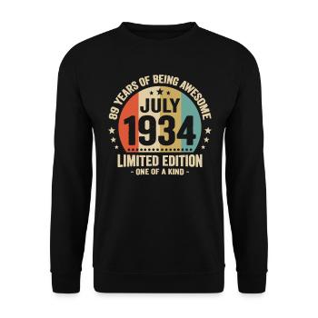 July 1934 89 Years Anniversary Vintage Gift - Unisex Sweatshirt - black - Front - Alina (178cm) & Michal (187cm)