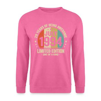 Juli 1994 29 Jahre Jubiläumsgeschenk - Unisex Pullover - Pink - Vorne