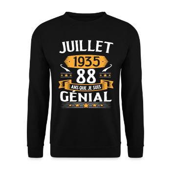 Juillet 1935 88 Ans Que Je Suis Génial Cadeau - Sweat-shirt Unisexe - noir - Devant - Alina (178cm) & Michal (187cm)