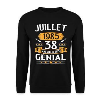 Juillet 1985 38 Ans Que Je Suis Génial Cadeau - Sweat-shirt Unisexe - noir - Devant - Alina (178cm) & Michal (187cm)