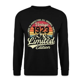 Cadeau D'anniversaire Vintage 1923 Édition Limitée - Sweat-shirt Unisexe - noir - Devant - Alina (178cm) & Michal (187cm)