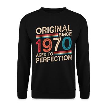 Original Depuis 1970 Vieilli À La Perfection - Sweat-shirt Unisexe - noir - Devant - Alina (178cm) & Michal (187cm)