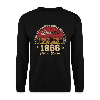 Les Légendes Sont Nées En Décembre 1966 - Sweat-shirt Unisexe - noir - Devant - Alina (178cm) & Michal (187cm)