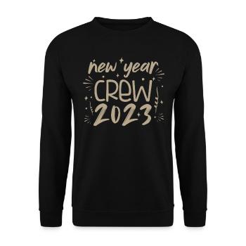 Silvester Crew 2023 Familie passend Silvester 2023 - Unisex Pullover - Schwarz - Vorne - Alina (178cm) & Michal (187cm)