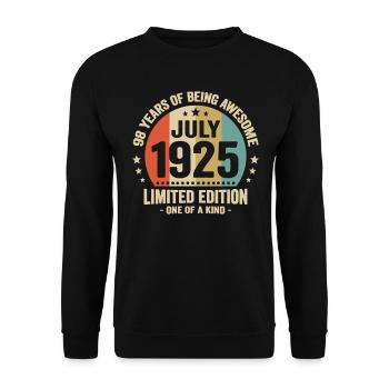 July 1925 98 Years Old Birthday Vintage Gift - Unisex Sweatshirt - black - Front - Alina (178cm) & Michal (187cm)