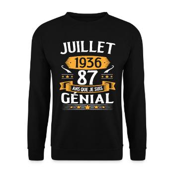 Juillet 1936 87 Ans Que Je Suis Génial Cadeau - Sweat-shirt Unisexe - noir - Devant - Alina (178cm) & Michal (187cm)