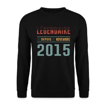 Légendaire Depuis Novembre 2015 Anniversaire - Sweat-shirt Unisexe - noir - Devant - Alina (178cm) & Michal (187cm)