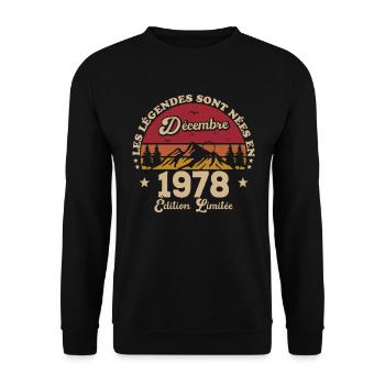 Les Légendes Sont Nées En Décembre 1978 - Sweat-shirt Unisexe - noir - Devant - Alina (178cm) & Michal (187cm)