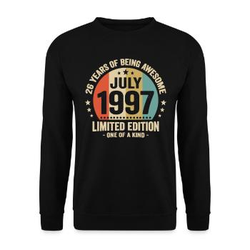 July 1997 26 Years Anniversary Vintage Gift - Unisex Sweatshirt - black - Front - Alina (178cm) & Michal (187cm)
