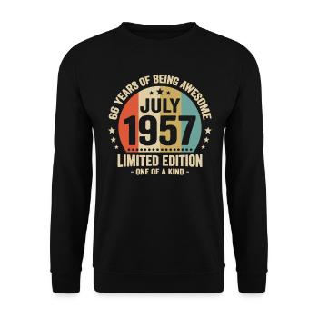 Juillet 1957 66 Ans Anniversaire Vintage Cadeau - Sweat-shirt Unisexe - noir - Devant - Alina (178cm) & Michal (187cm)