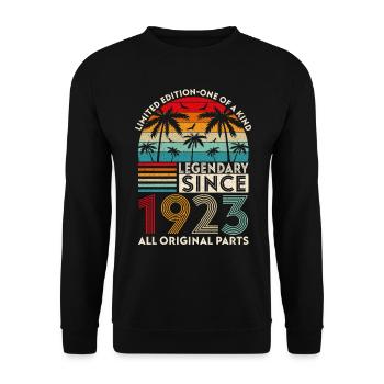 Legendär seit 1923 alle Originalteile - Unisex Pullover - Schwarz - Vorne - Alina (178cm) & Michal (187cm)