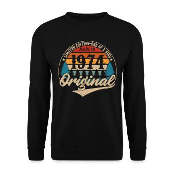 Hergestellt 1974 Original - Unisex Pullover - Schwarz - Vorne - Alina (178cm) & Michal (187cm)