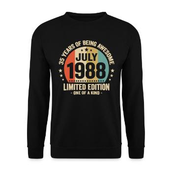 July 1988 35 Years Anniversary Vintage Gift - Unisex Sweatshirt - black - Front - Alina (178cm) & Michal (187cm)