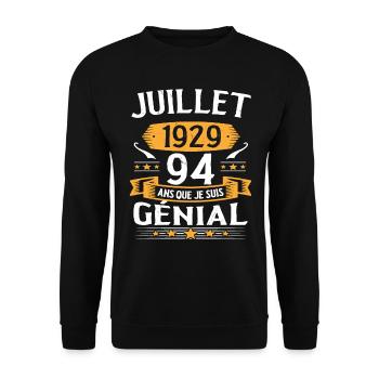 Juillet 1929 94 Ans Que Je Suis Génial Cadeau - Sweat-shirt Unisexe - noir - Devant - Alina (178cm) & Michal (187cm)